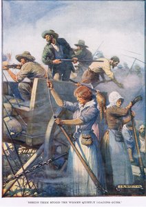 Beside them stood the women quietly loading the guns by Joseph Ratcliffe Skelton